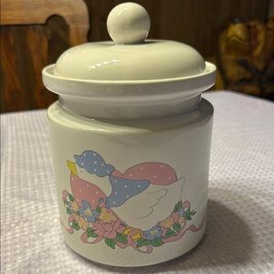 Ceramic Jar with Goose and Floral Design